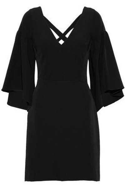 Shop Milly Woman Bell Lace-up Crepe Mini Dress Black