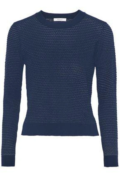 Shop Milly Woman Cloqué Sweater Navy
