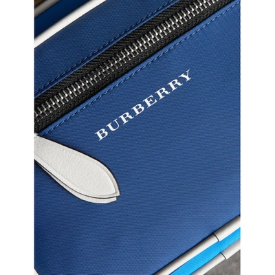 Shop Burberry Vintage Check And Nylon Crossbody Bag In Deep Cerulean Blue