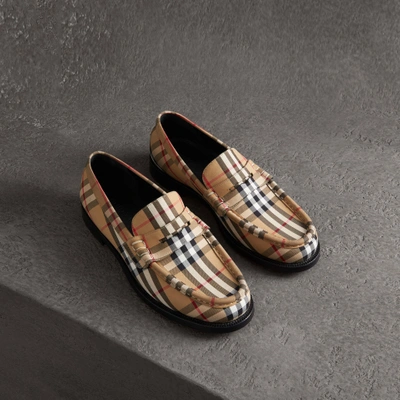 Shop Burberry Vintage Check Cotton Loafers In Antique Yellow