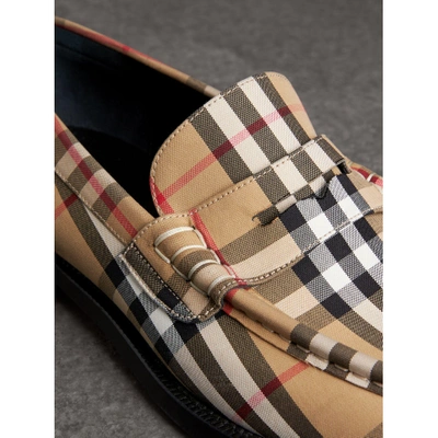 Shop Burberry Vintage Check Cotton Loafers In Antique Yellow