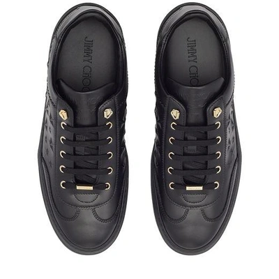 Shop Jimmy Choo Ace Black Sport Calf Low Top Trainers With Embossed Stars