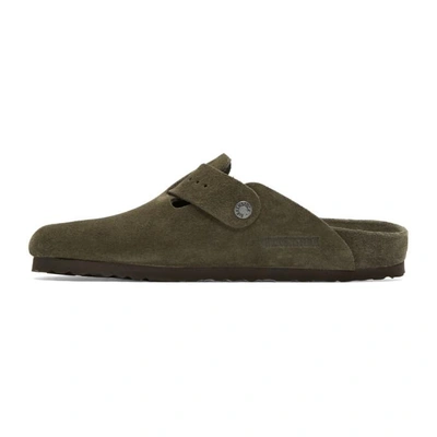 Shop Rick Owens Taupe Birkenstock Edition Suede Boston Slip-on Loafers In Leve34