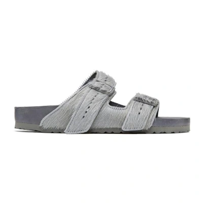 Shop Rick Owens Grey Birkenstock Edition Calf-hair Arizona Sandals In Fur58