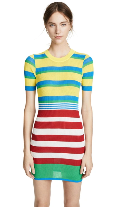 Shop Diane Von Furstenberg Elbow Sleeve Knit Dress In Cadmium Multi