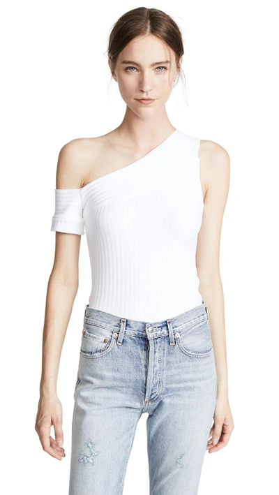 Shop The Range Banded One Sleeve Top In White