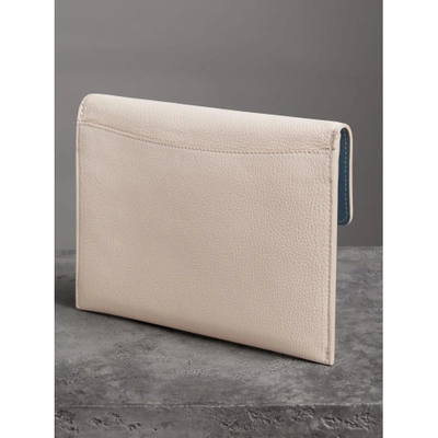 Shop Burberry D-ring Leather Pouch With Zip Coin Case In Stone