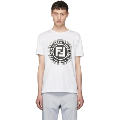 Shop Fendi White Roma Logo T-shirt In F0au5