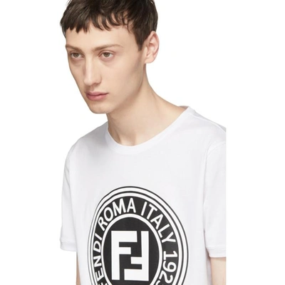 Shop Fendi White Roma Logo T-shirt In F0au5