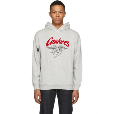 Shop Givenchy Grey Creatures Hoodie In 064 Grey/be