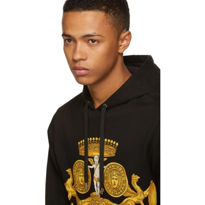 Shop Versace Black And Gold Angels Hoodie In A708 Blk/pr