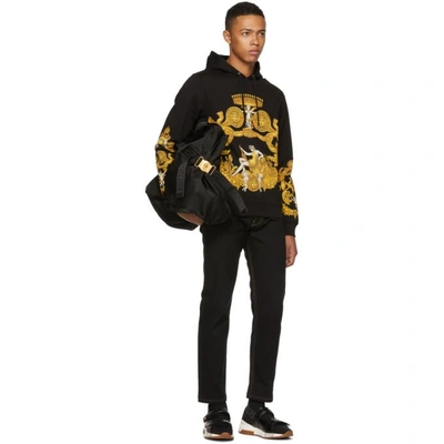 Shop Versace Black And Gold Angels Hoodie In A708 Blk/pr
