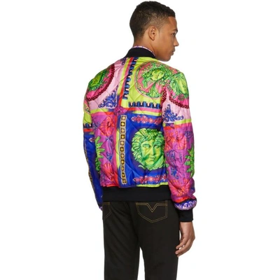 Shop Versace Multicolor Silk Neon Bomber Jacket In A707 Multi