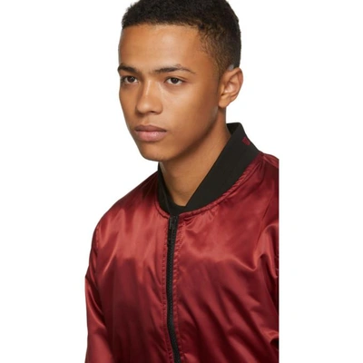 Shop Givenchy Red Nylon Sleeve Patch Bomber Jacket In 601 Darkred