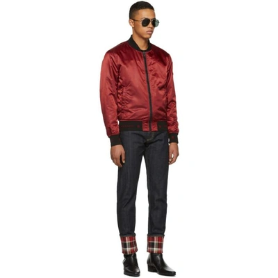 Shop Givenchy Red Nylon Sleeve Patch Bomber Jacket In 601 Darkred
