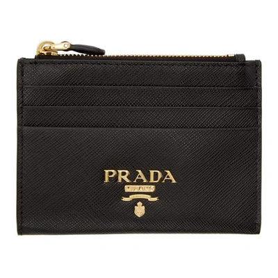 Shop Prada Black Saffiano Top Zipped Multi Card Holder In F0002 Black