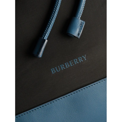 Shop Burberry Tri-tone Nylon And Leather Backpack In Black