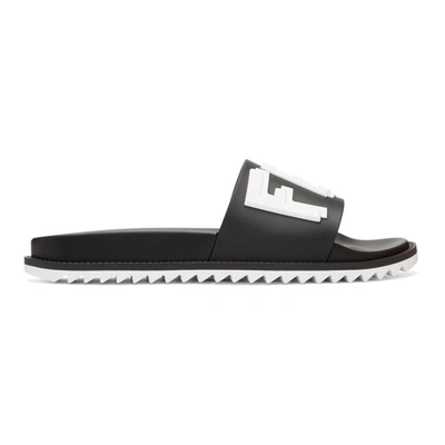Shop Fendi Black & White Rubber ' Vocabulary' Sandals