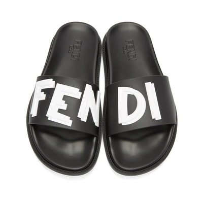 Shop Fendi Black & White Rubber ' Vocabulary' Sandals