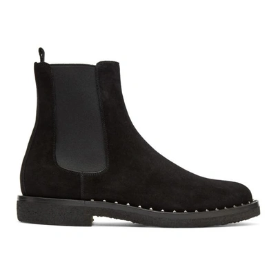 Shop Valentino Black  Garavani Suede Soul Rockstud Chelsea Boots In 0no Black