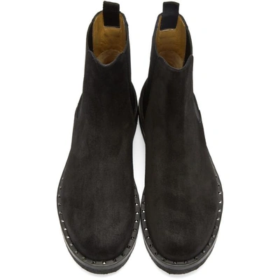 Shop Valentino Black  Garavani Suede Soul Rockstud Chelsea Boots In 0no Black