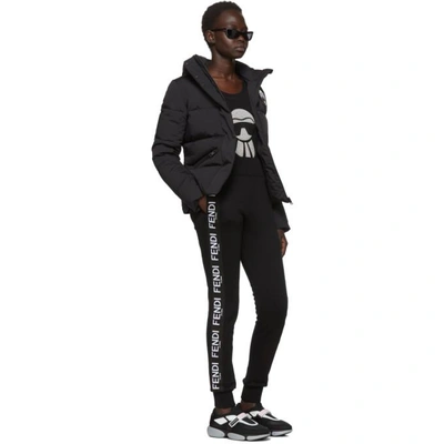 Shop Fendi Black Down Slim Fit Hooded Karlito Jacket In F0gme Black