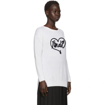 Shop Fendi White Cashmere  Heart Sweater In F0znm White