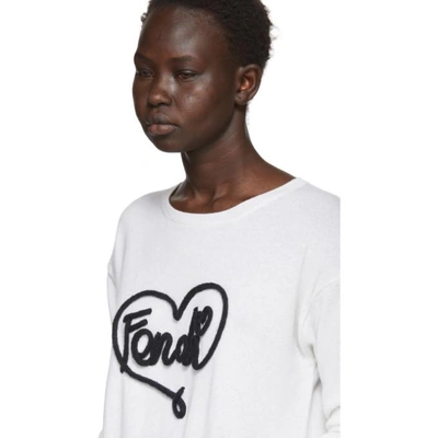 Shop Fendi White Cashmere  Heart Sweater In F0znm White