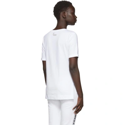 Shop Fendi White Metallic Karlito T-shirt