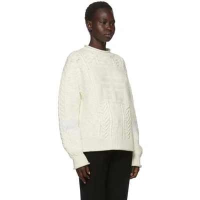 Shop Givenchy Off-white High Neck 4g Fisherman Sweater In 110 Ivory