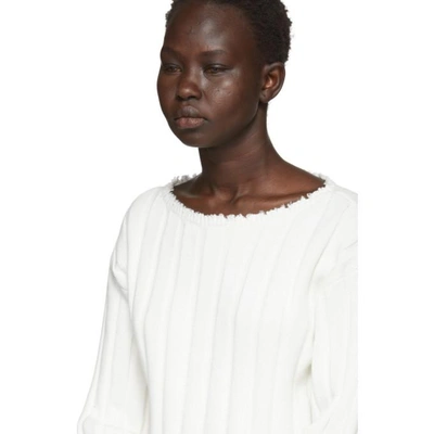 Shop Alexander Wang T Alexanderwang.t White Raw Edge Off-the-shoulder Sweater In 106 Ivory