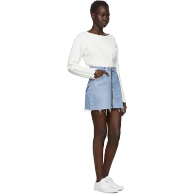 Shop Alexander Wang T Alexanderwang.t White Raw Edge Off-the-shoulder Sweater In 106 Ivory