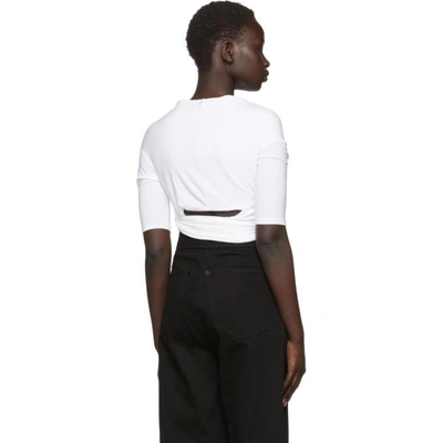 Shop Alexander Wang T White Stretch Jersey Double Layer Wrap T-shirt In 100 White