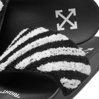 Shop Off-white Flyknit Stripe Slider In Black