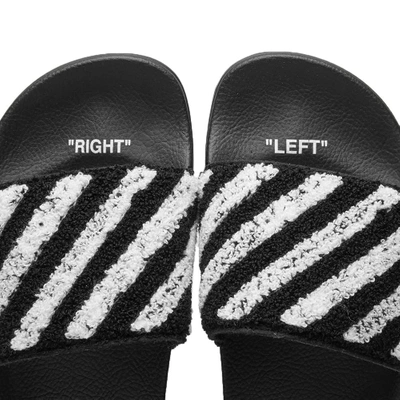 Shop Off-white Flyknit Stripe Slider In Black