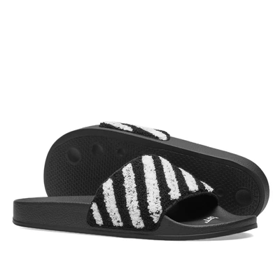 Shop Off-white Flyknit Stripe Slider In Black
