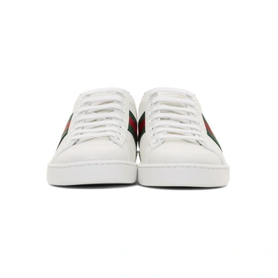 Shop Gucci White Bee New Ace Sneakers