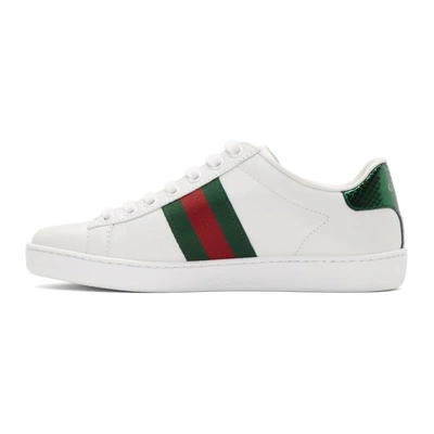 Shop Gucci White Bee New Ace Sneakers