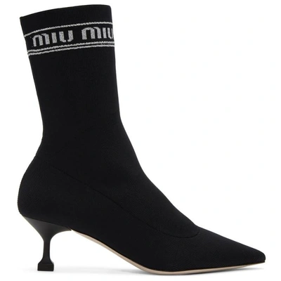 Shop Miu Miu Black Sock Boots