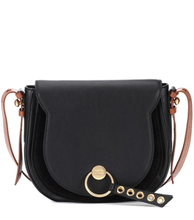 Shop See By Chloé Lumir Large Leather And Suede Shoulder Bag In Black