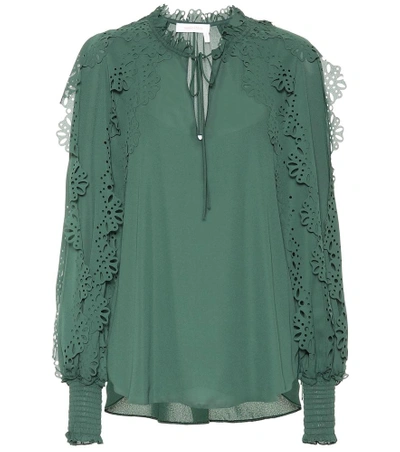 Shop See By Chloé Tie-neck Blouse In Green