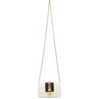 Shop Gucci White Super Mini Sylvie Chain Bag In 8454 White