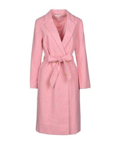 Shop Ganni Coat In Pink