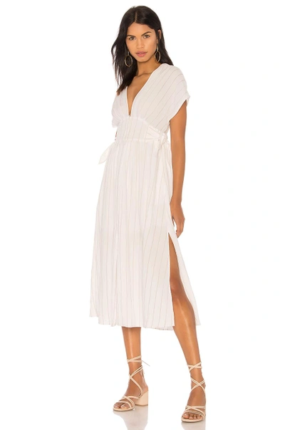 Shop Astr Sierra Dress In White & Taupe Stripe