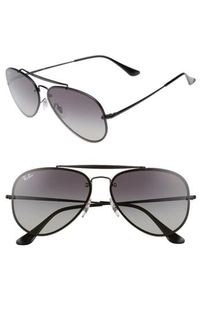 Shop Ray Ban 61mm Gradient Lens Aviator Sunglasses - Shiny Black