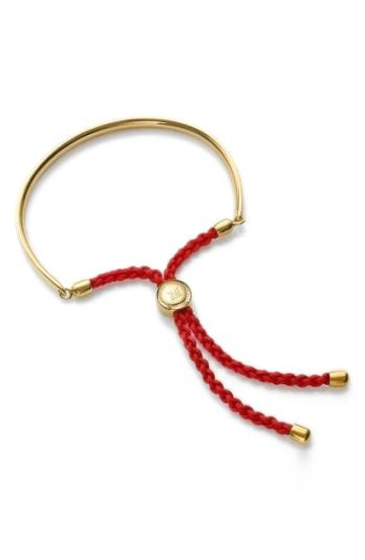 Shop Monica Vinader 'fiji' Friendship Bracelet In Yellow Gold/ Coral