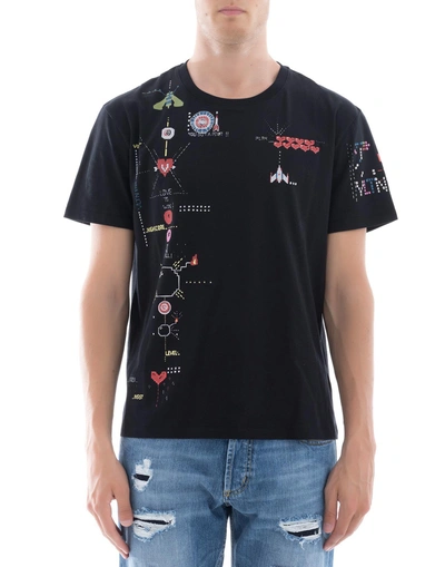 Shop Valentino Black Cotton T-shirt