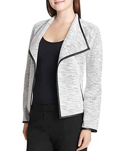 Shop Calvin Klein Textured Open Flyaway Jacket In Gray/black