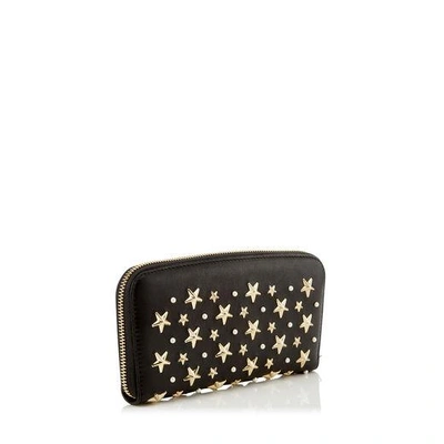 Shop Jimmy Choo Filipa Black Mix Leather Wallet With Star And Pearl Detailing