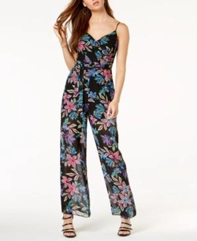 Shop Guess Elana Floral-print Jumpsuit In Technicolor Lily Black Print